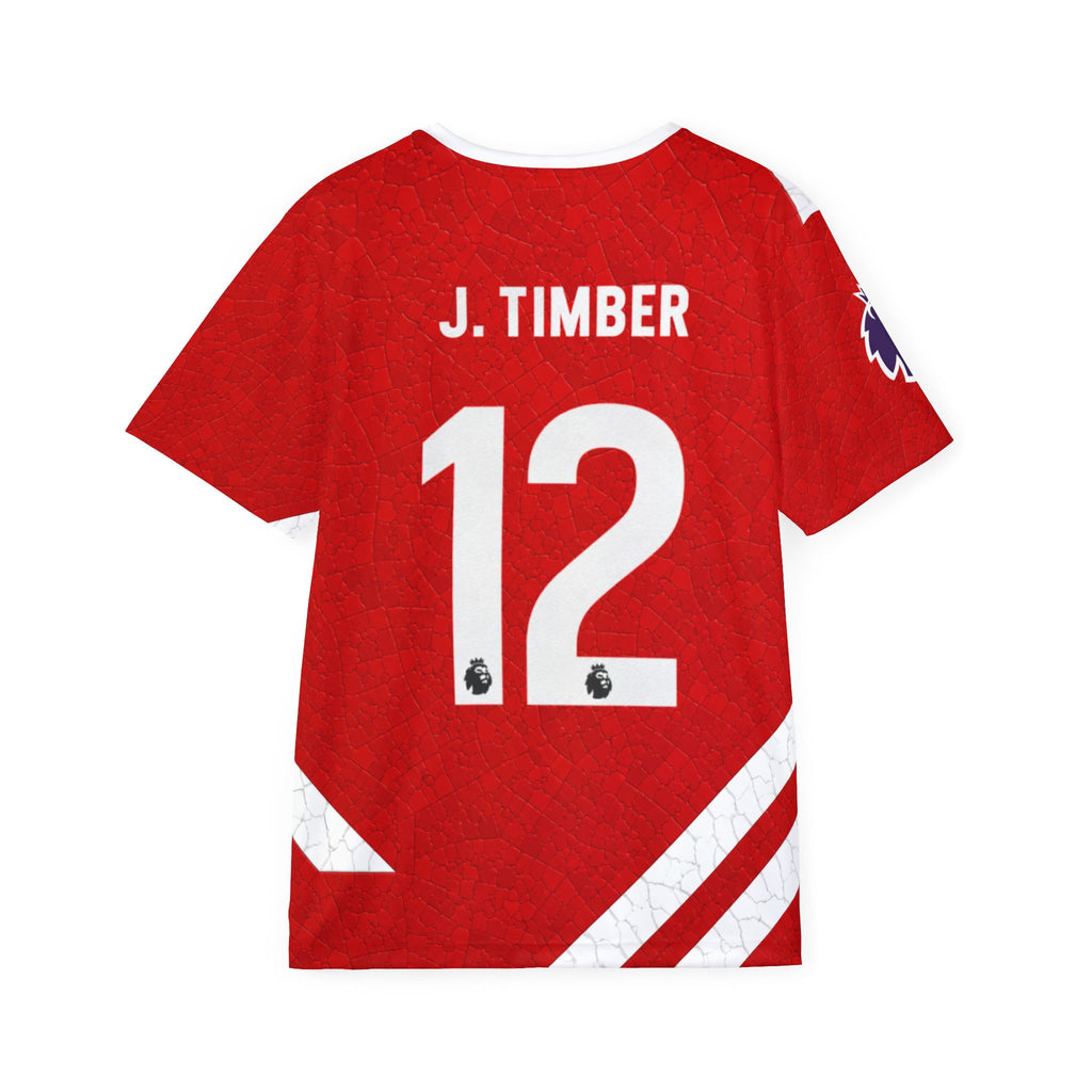 Arsenal-Inspired Men’s Soccer Jersey – J. Timber #12 Red “Emirates Fly Better”