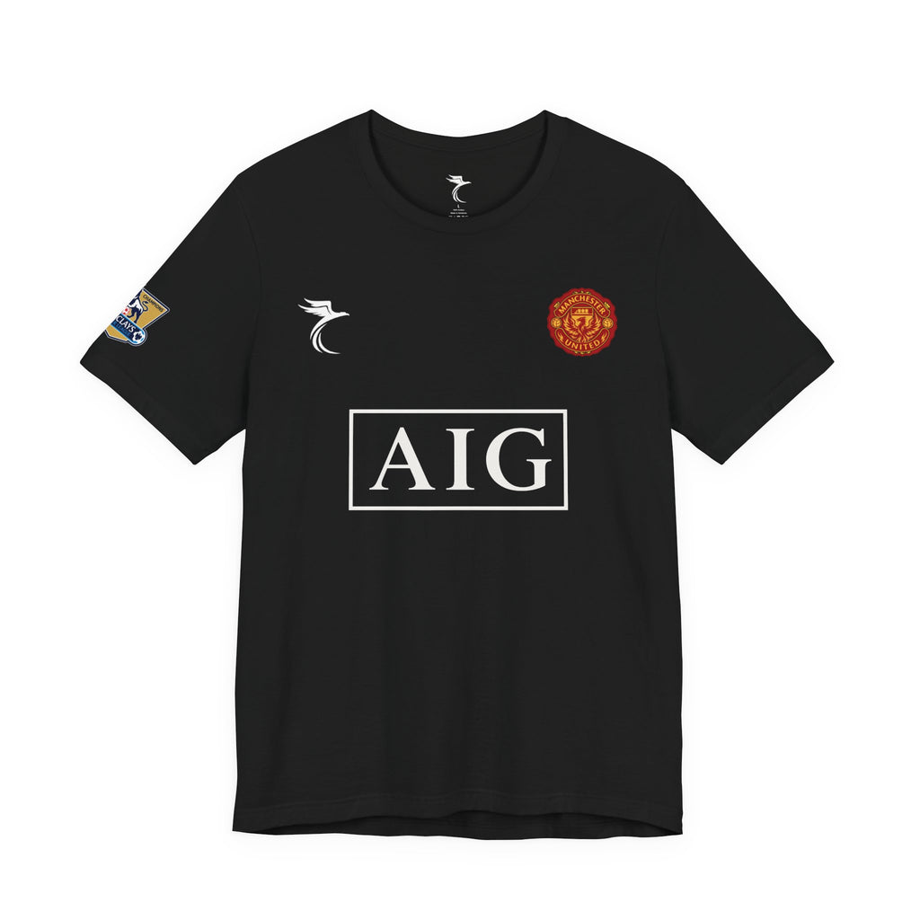 Soccer Jersey Tee — 'Ronaldo 7' Black Fan Shirt with AIG Crest
