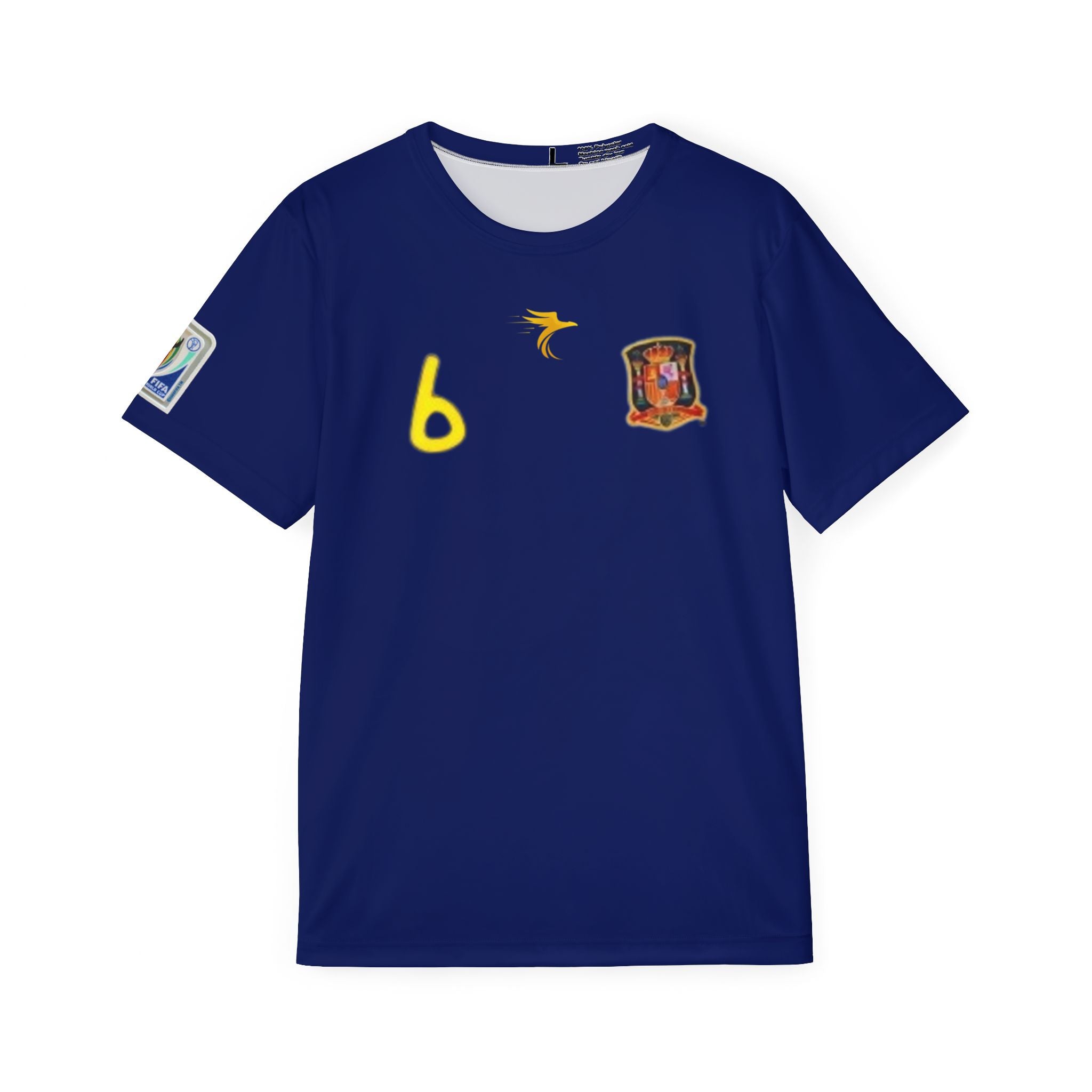 Iniesta #6 Spain 2010 World Cup Soccer Jersey — Men's Navy Fan Jersey