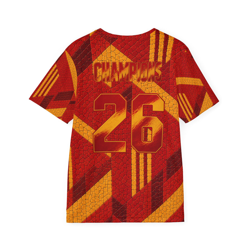 Men's Sports Jersey - Retro Red & Gold 'Champions 26' Athletic Tee