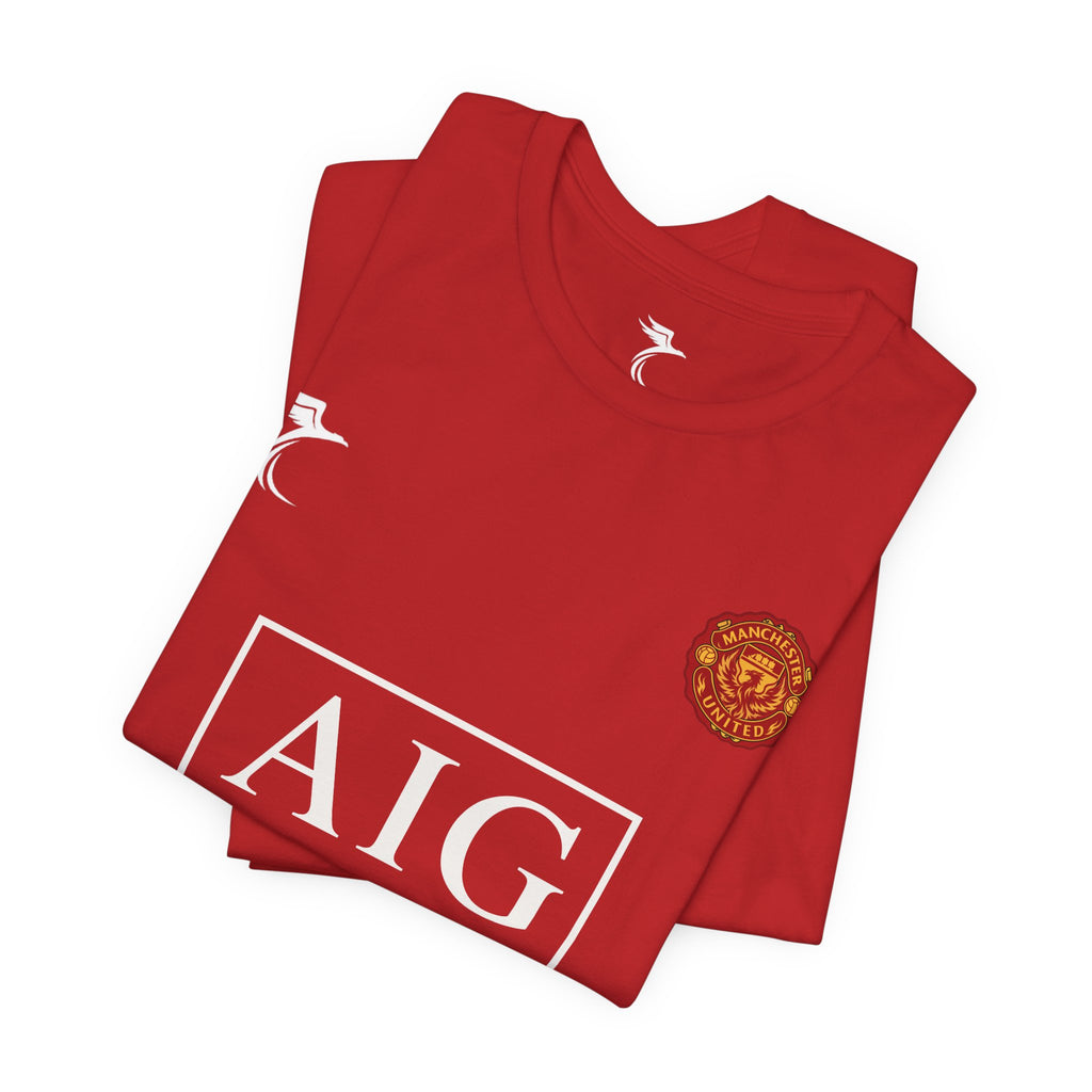 Soccer Jersey Tee — 'Ronaldo 7' Black Fan Shirt with AIG Crest