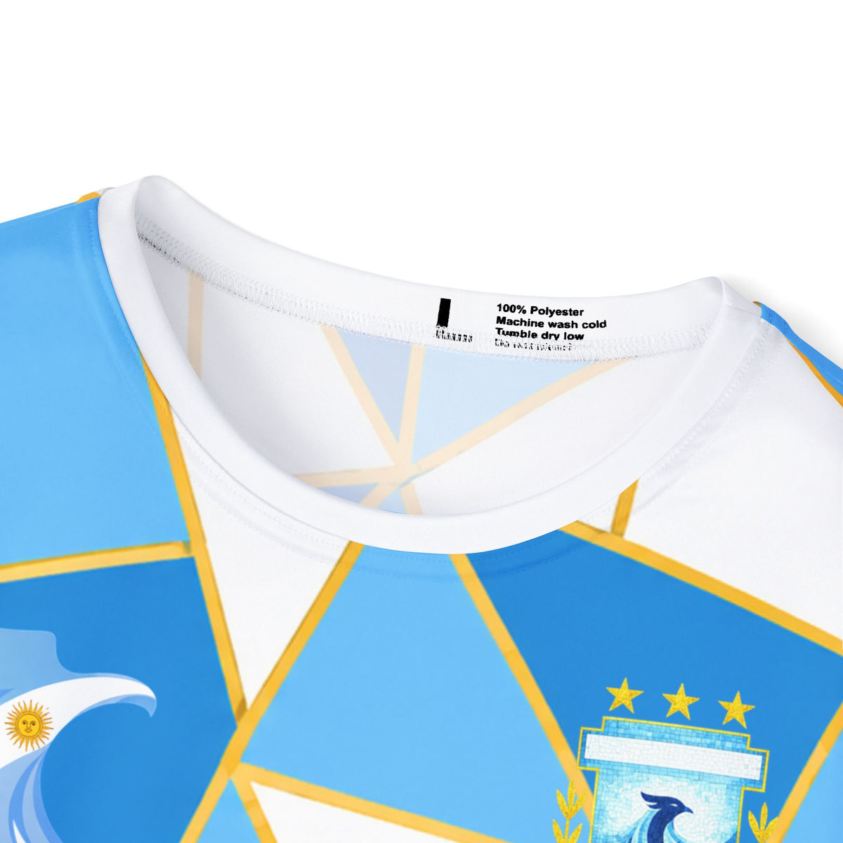Men's Messi #10 Soccer Jersey — Blue Geometric All-Over Print