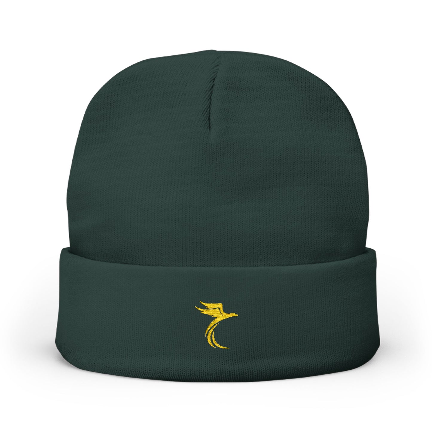 Embroidered Gold Seahorse Knit Beanie