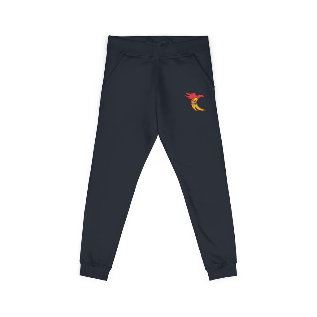 Embroidered Phoenix Joggers - Flame Bird Fleece Sweatpants