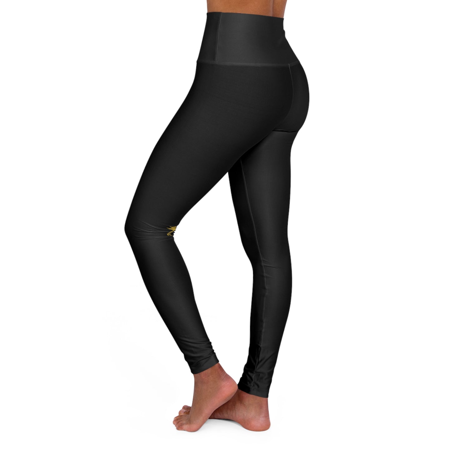 High-Waisted Yoga Leggings — Black AOP Performance Leggings