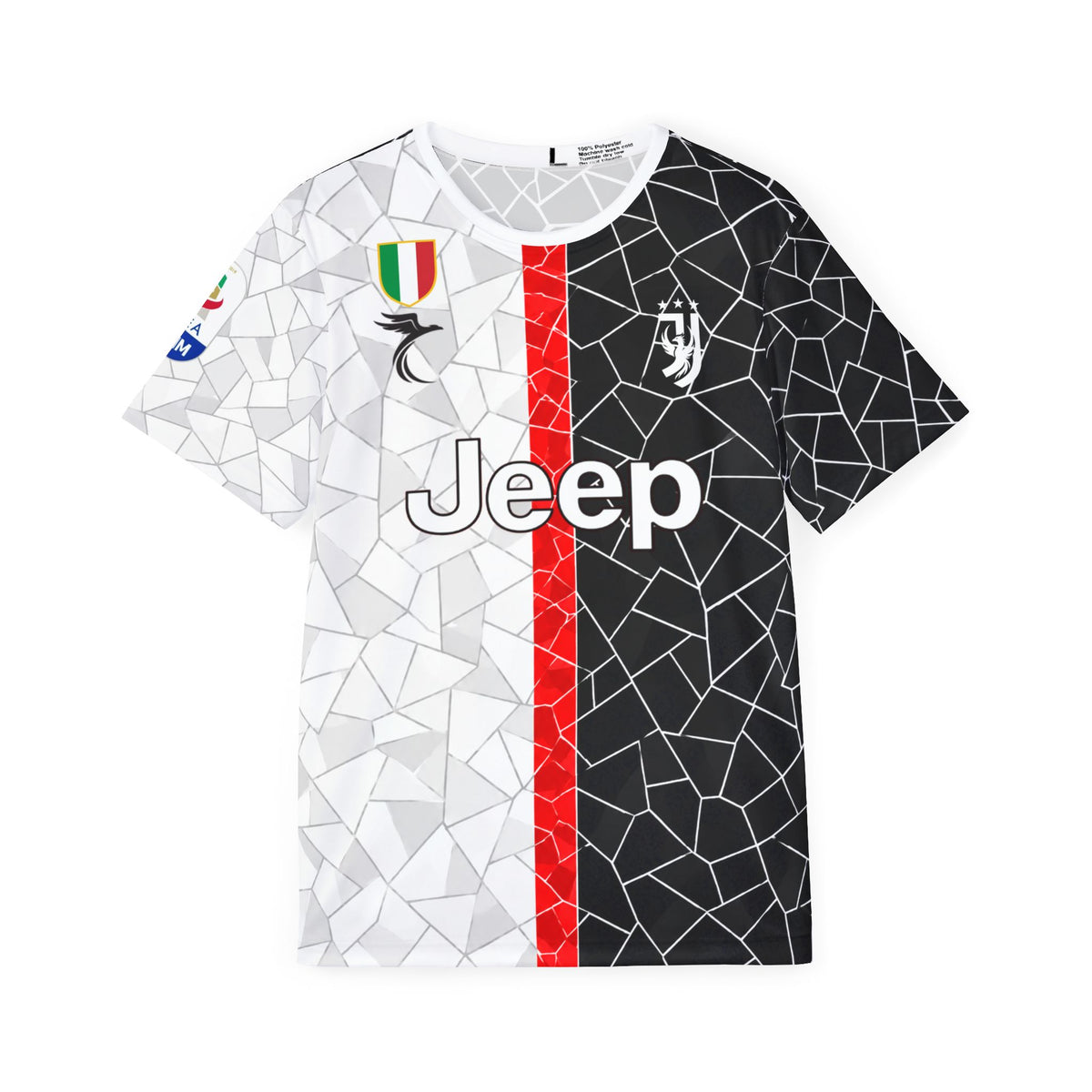 Ronaldo #7 Mosaic Soccer Jersey — Black & White Split Men’s Football Shirt