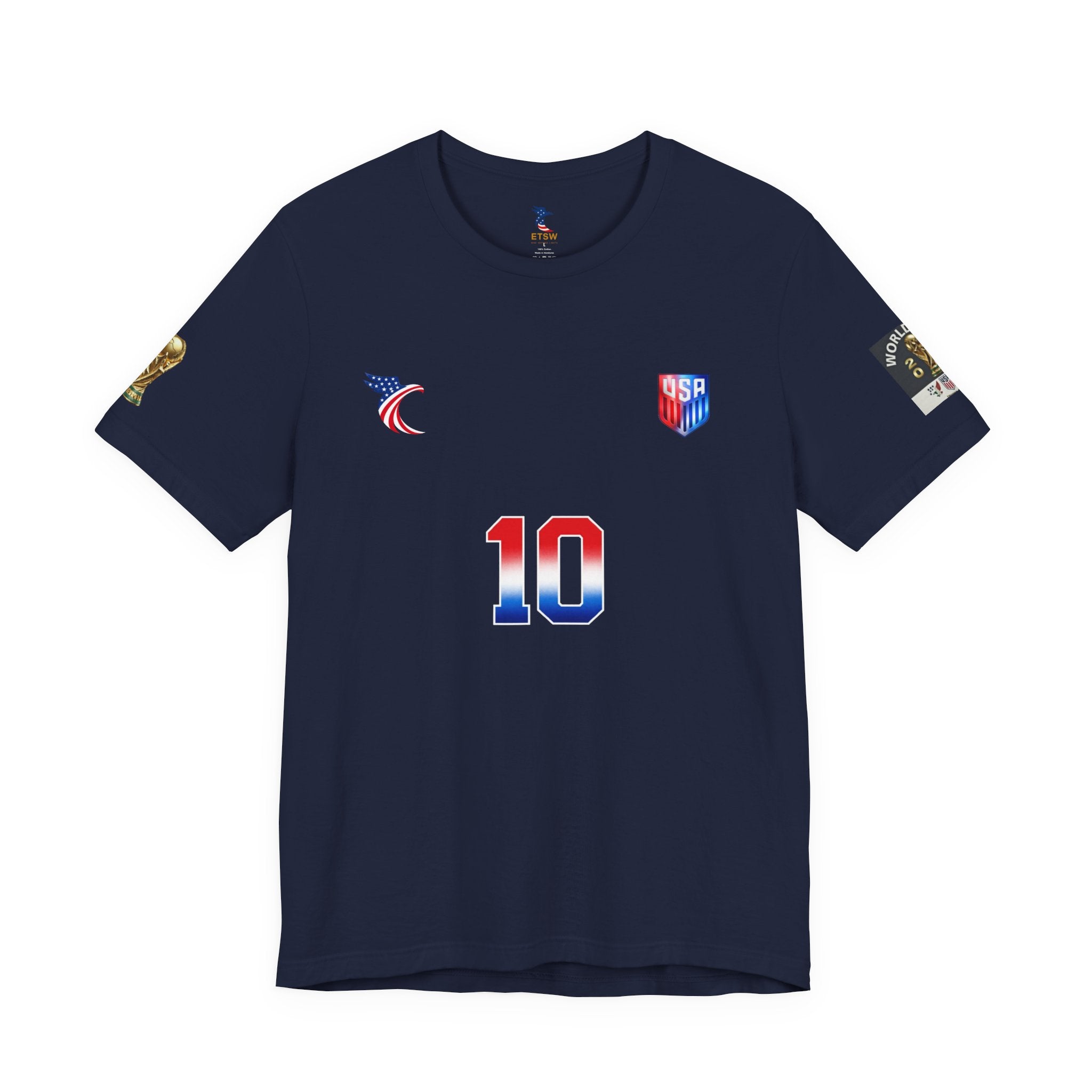 USA Shield Chest Logo T‑Shirt — Patriotic Minimalist Tee