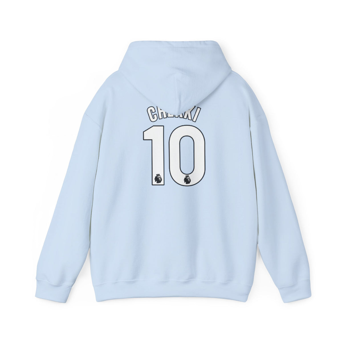 Soccer Hoodie — Light Blue Team Crest & Number 10 Back