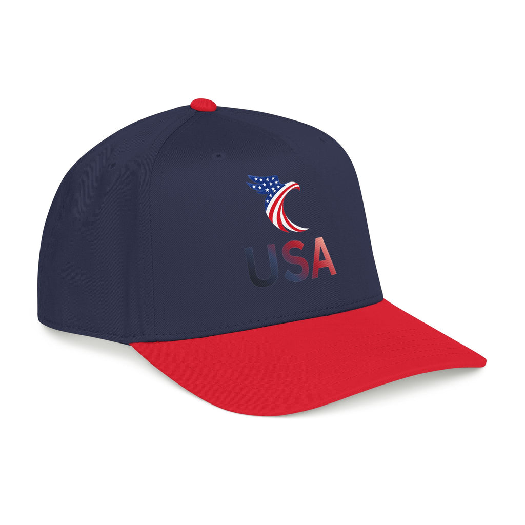 USA Flag Baseball Cap — Patriotic Red & Blue Mid Profile Hat
