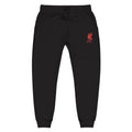 Liverpool Embroidered Crest Sweatpants — White Cozy Joggers with Small Red Logo