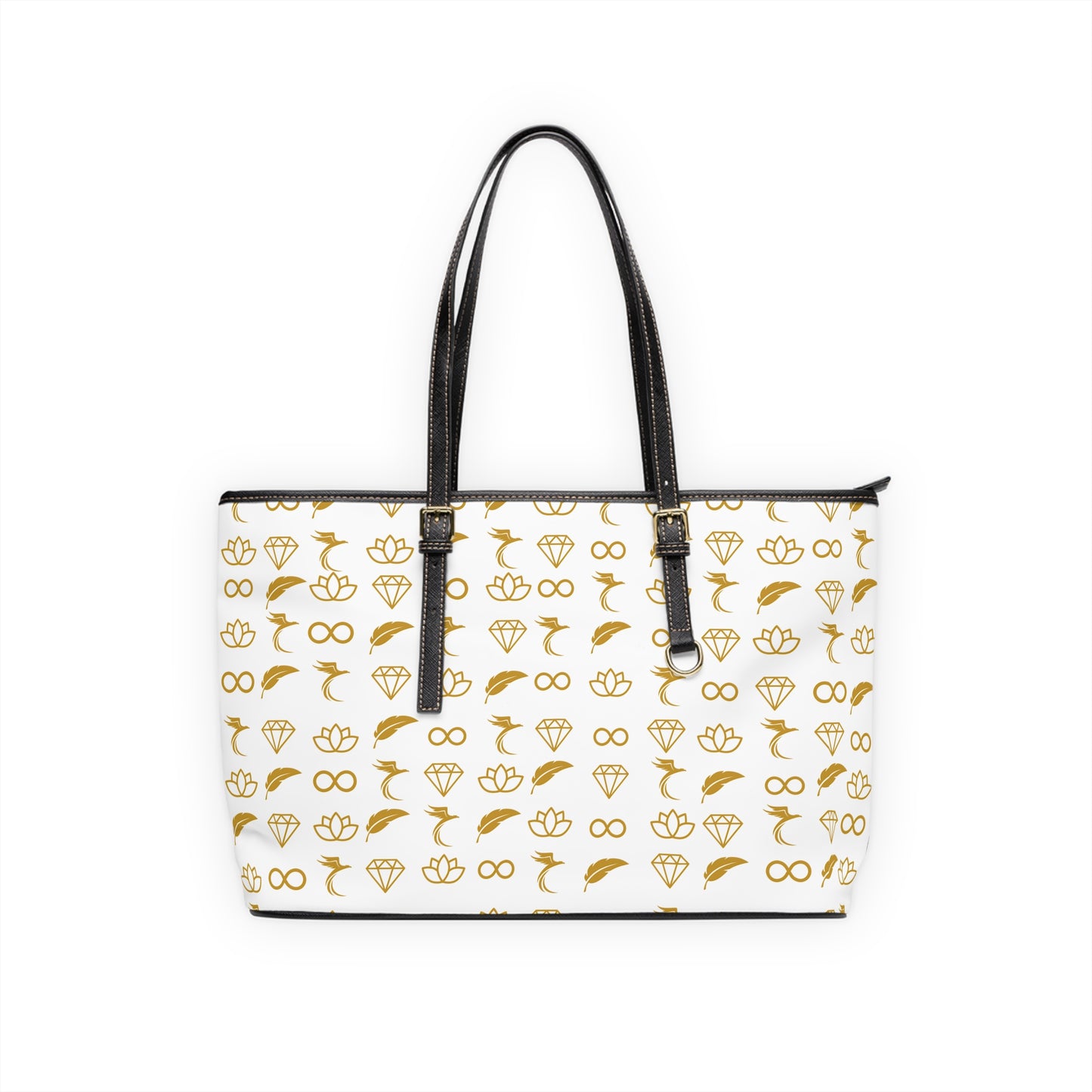 Gold Symbol Pattern PU Leather Shoulder Bag — Bridal & Everyday Tote
