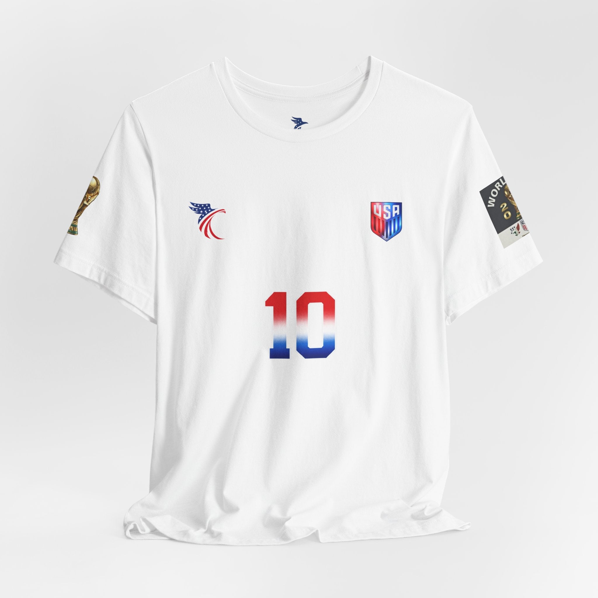 USA Shield Chest Logo T‑Shirt — Patriotic Minimalist Tee