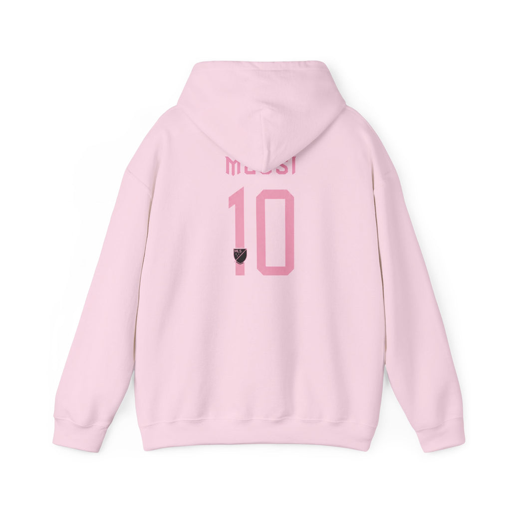 Black Soccer Jersey Hoodie with Pink Number 10 Back Print