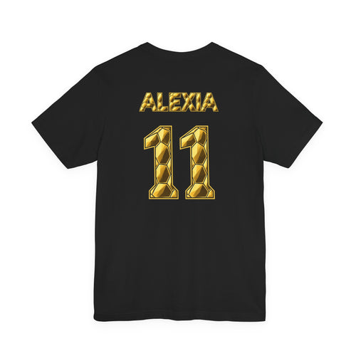 Alexia Putellas #11 Ballon d'Or gold football jersey-style T-shirt in black