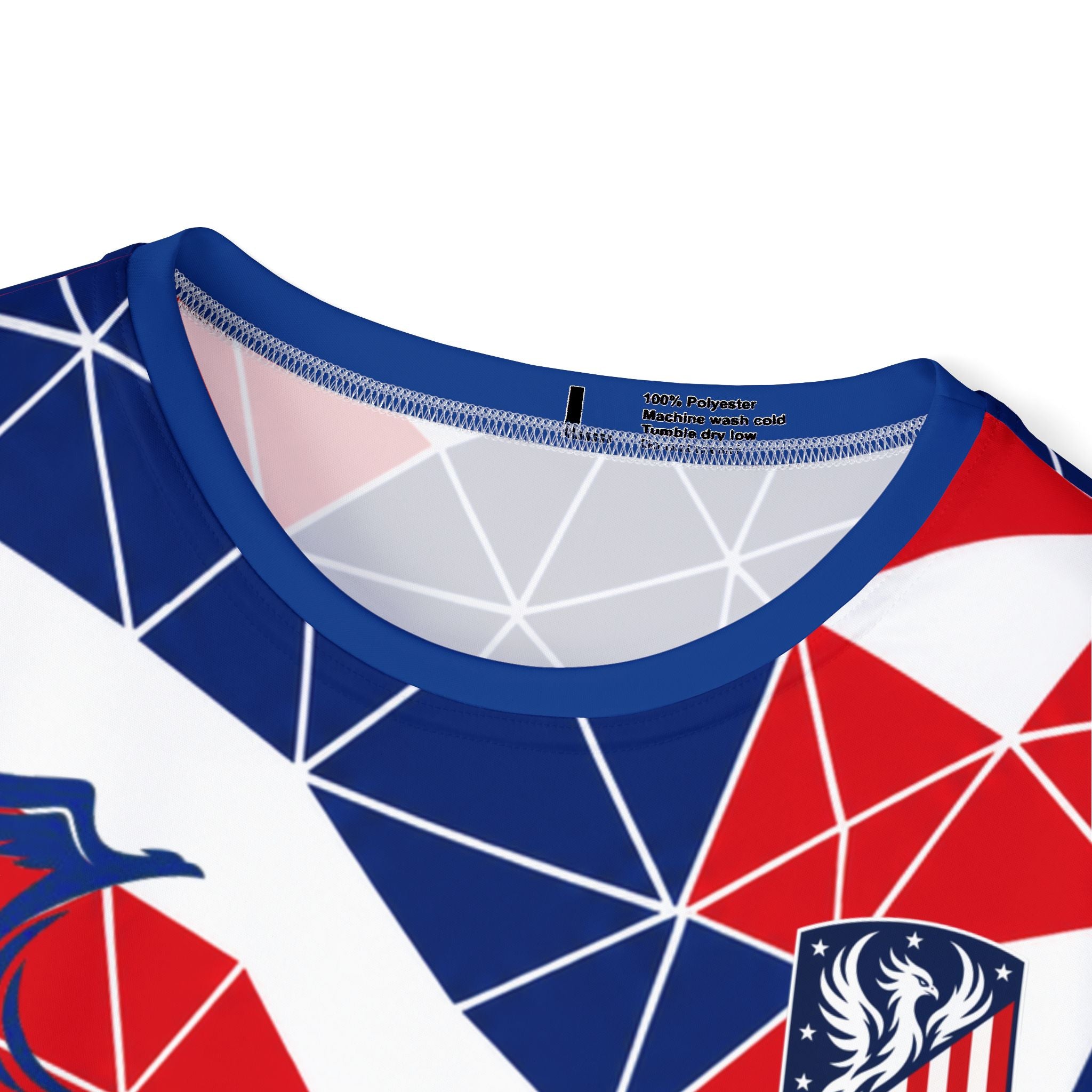 Men's Custom Soccer Jersey — Red White & Blue Geometric #23 (Hjulmand)