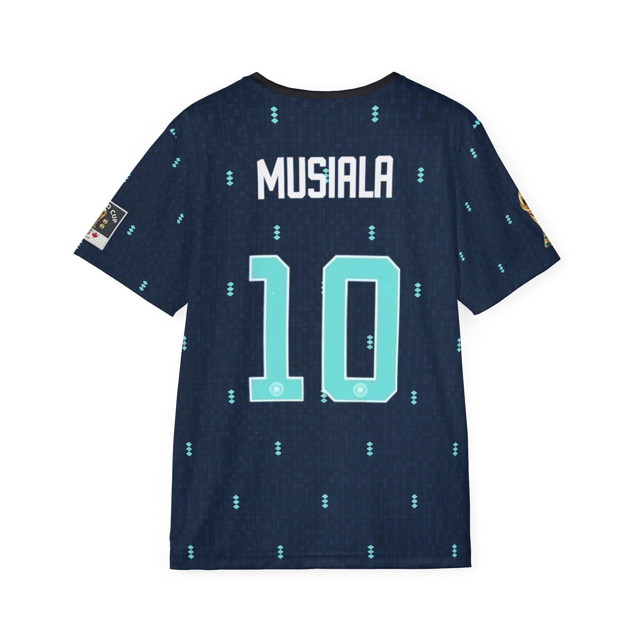 Musiala #10 Germany Soccer Jersey — Black Blue Swirl Athletic Tee