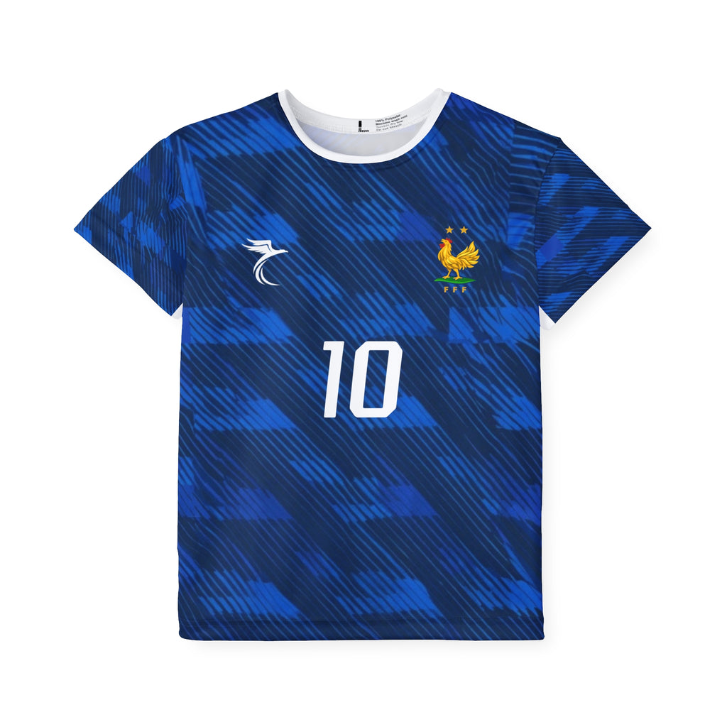 Kids Soccer Jersey — Blue Mbappé #10 Youth Replica