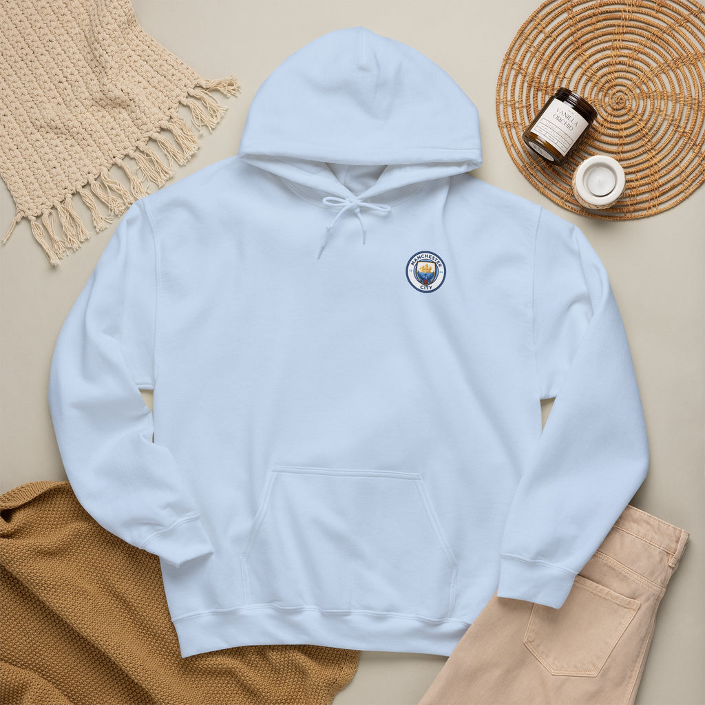 Haaland #9 Soccer Hoodie — Light Blue Fan Pullover with Crest