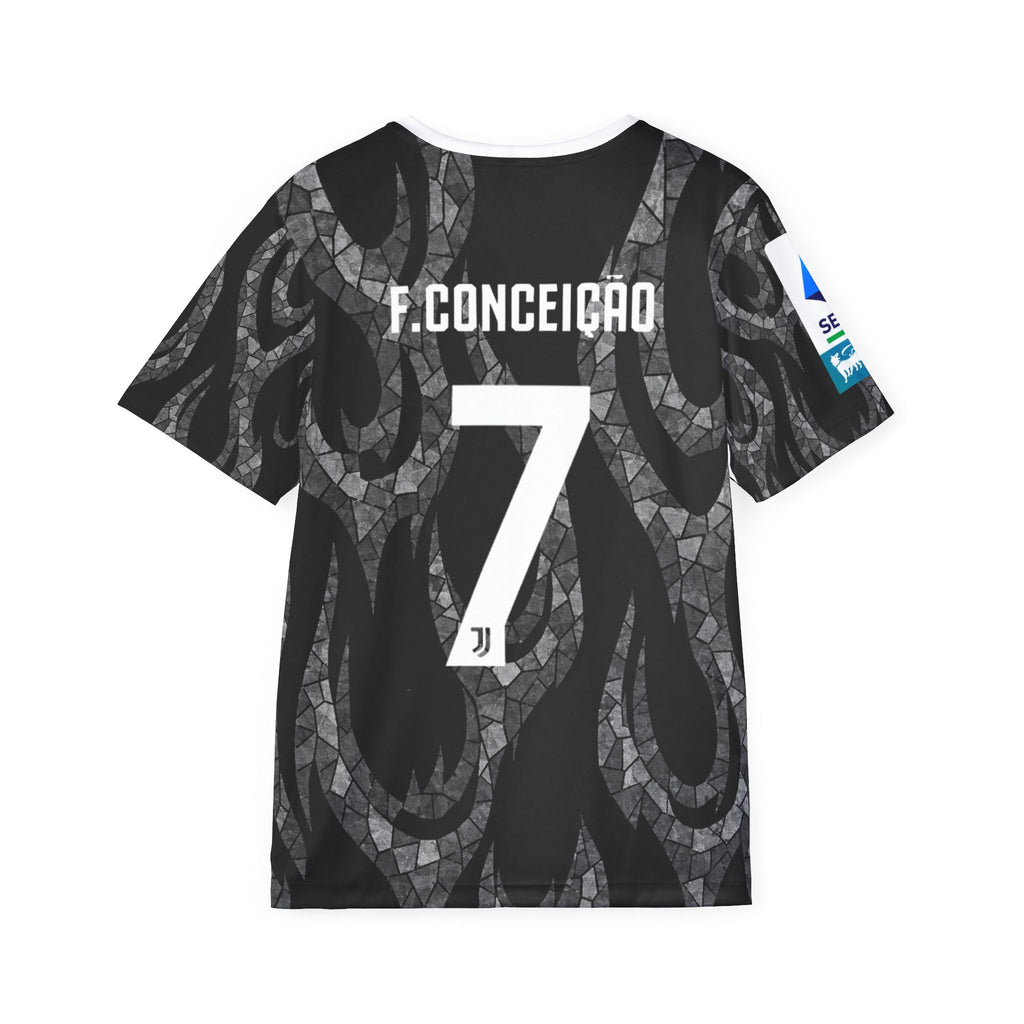 Soccer Jersey – Black Flame All-Over Print Replica Tee