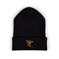 Embroidered Fiery Phoenix Cuffed Beanie — Flame Bird Embroidery