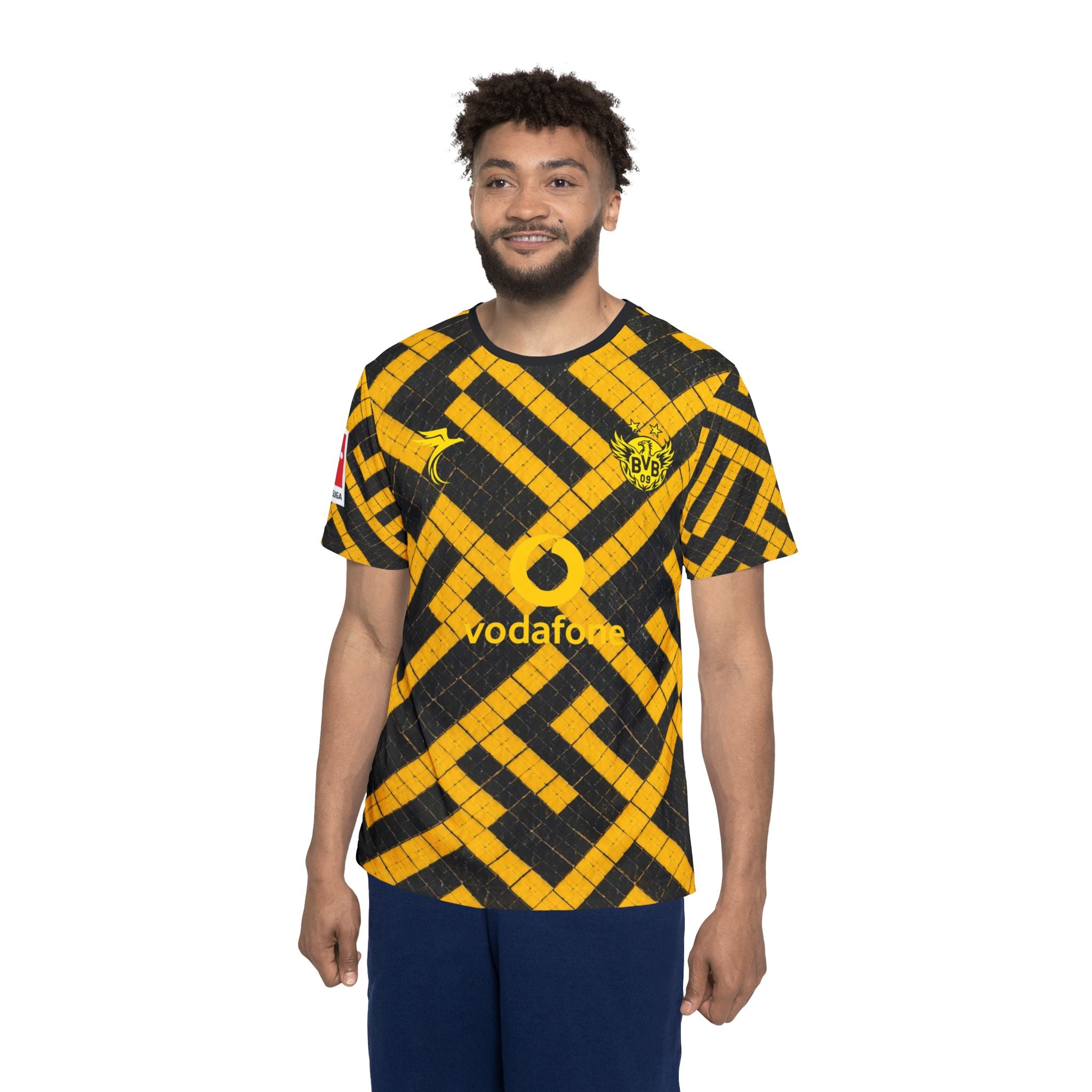 Men's Football Jersey — Dortmund Black & Yellow Geometric Kit with "7" Back