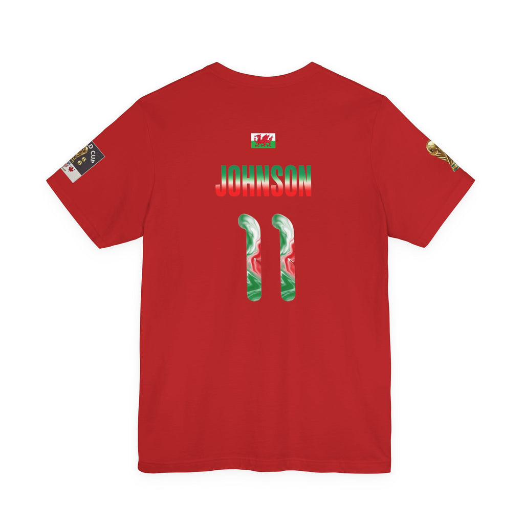Wales Soccer Jersey Tee — Number 11 ‘Johnson’ Fan Shirt