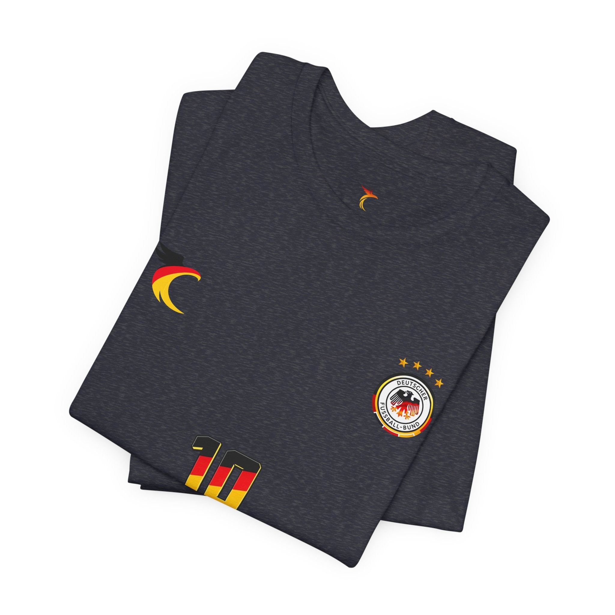 Germany Crest Flag T-Shirt — Small Front Emblem & Back German Flag Tee