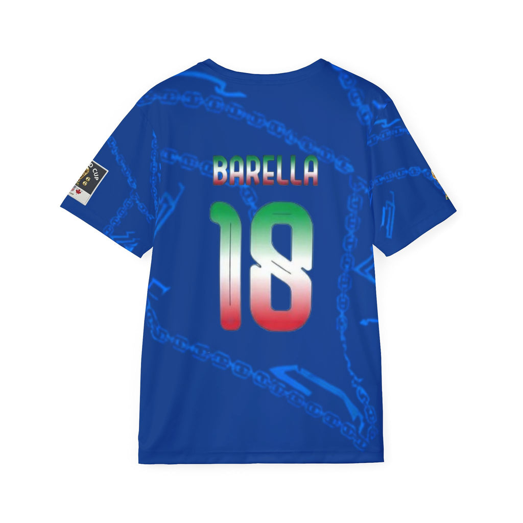 Italy National Soccer Jersey - Barella #18 Blue Men's Sports Jersey