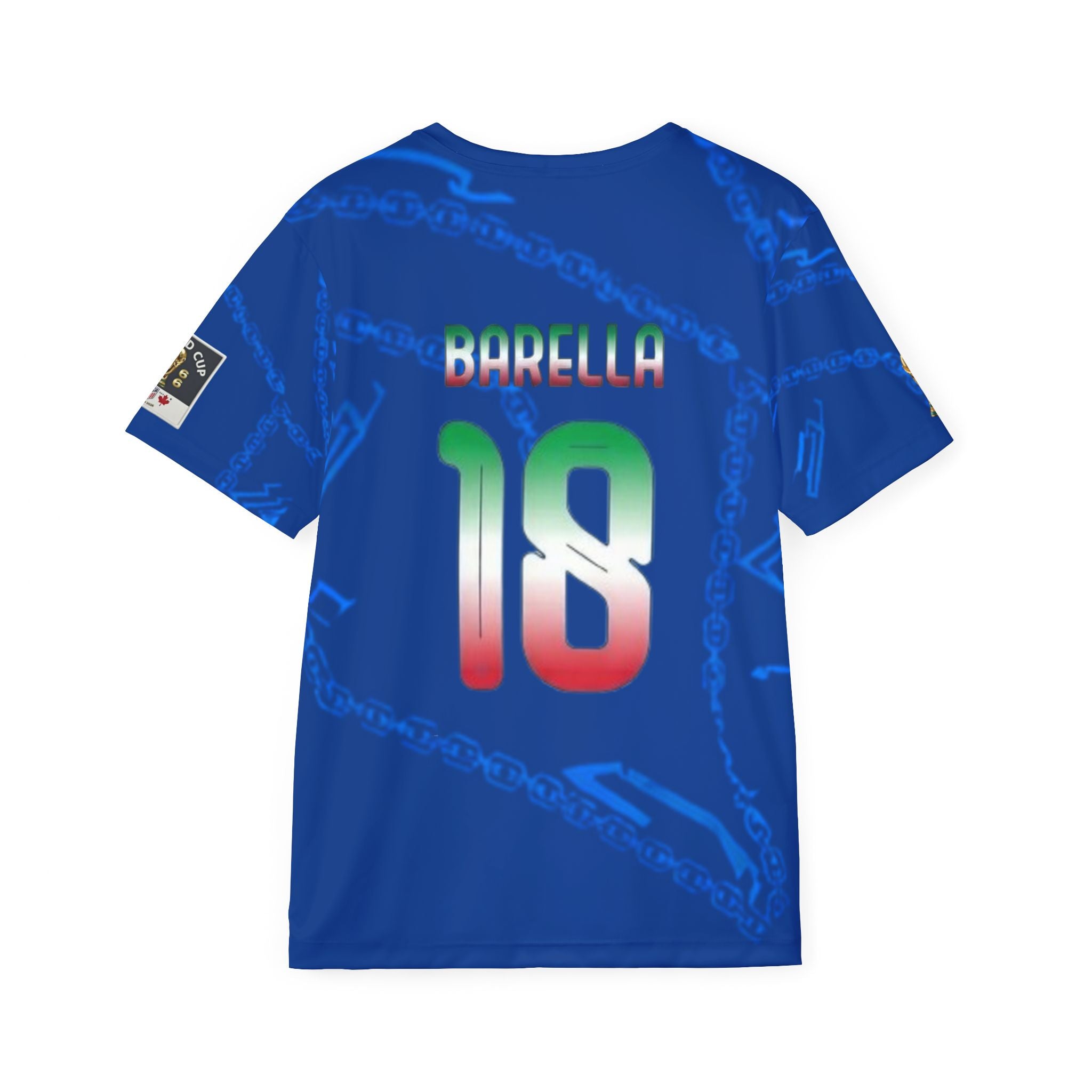 Italy National Soccer Jersey - Barella #18 Blue Men's Sports Jersey
