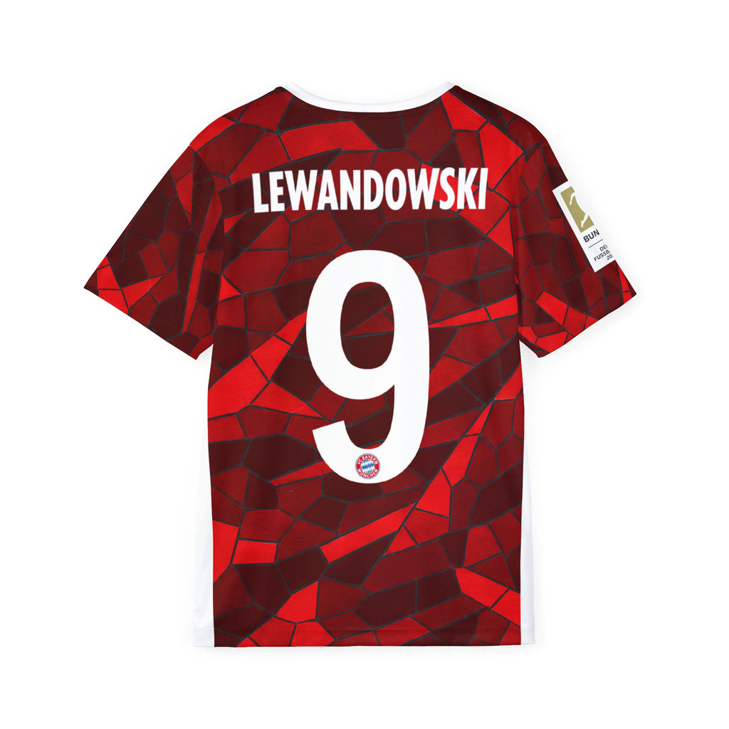 Lewandowski #9 Red Mosaic Soccer Jersey
