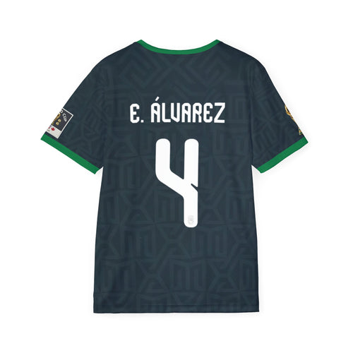 Custom Soccer Jersey – E. Álvarez #4 Dark Green Team Kit