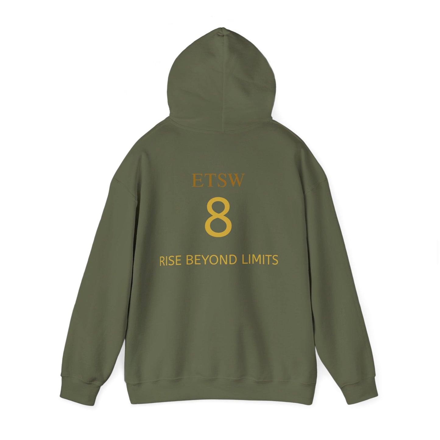 Rise Beyond Limits hoodie | Minimal gold crescent logo sweatshirt