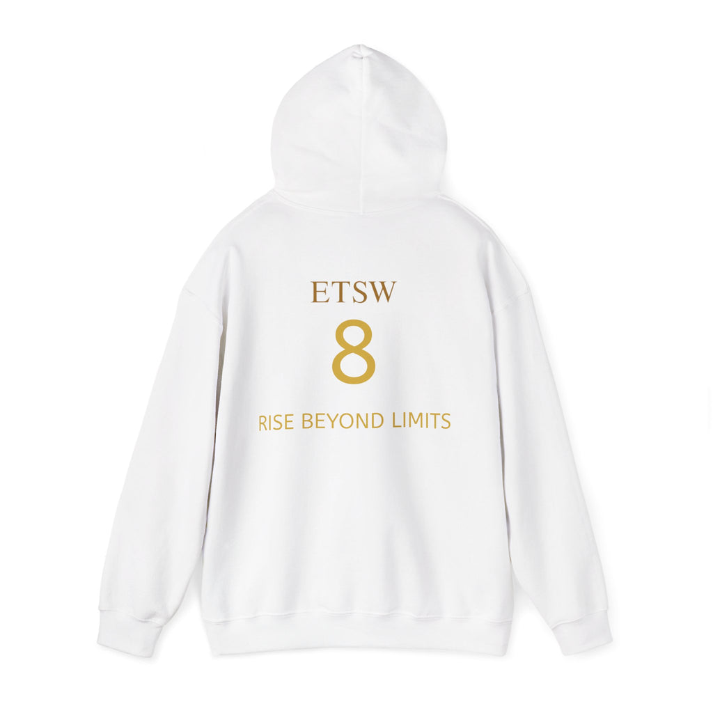 Rise Beyond Limits hoodie | Minimal gold crescent logo sweatshirt