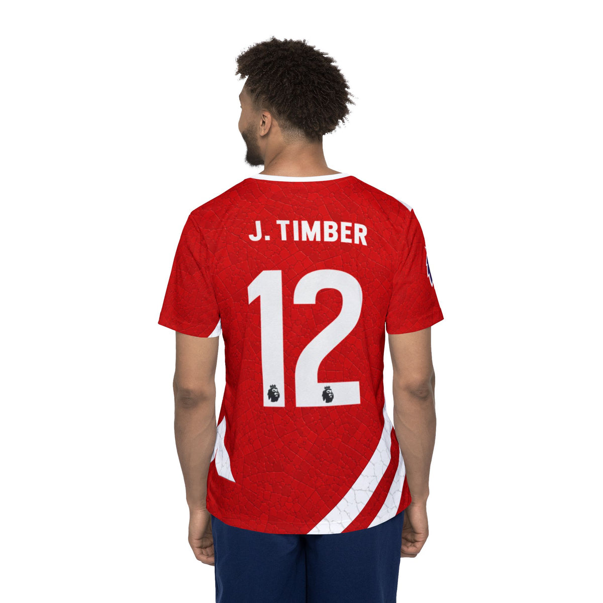 Arsenal-Inspired Men’s Soccer Jersey – J. Timber #12 Red “Emirates Fly Better”