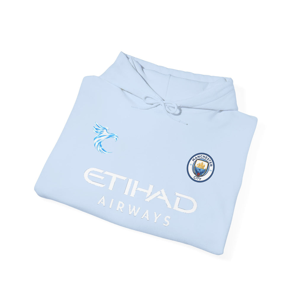 Soccer Hoodie — Light Blue Team Crest & Number 10 Back