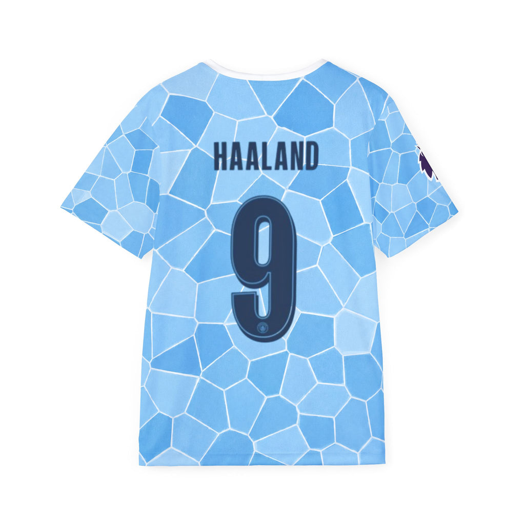 Erling Haaland Soccer Jersey — Light Blue Mosaic Football Shirt (Etihad Style)