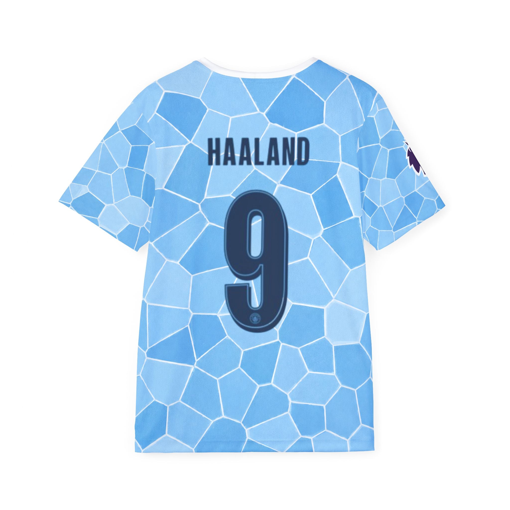 Erling Haaland Soccer Jersey — Light Blue Mosaic Football Shirt (Etihad Style)