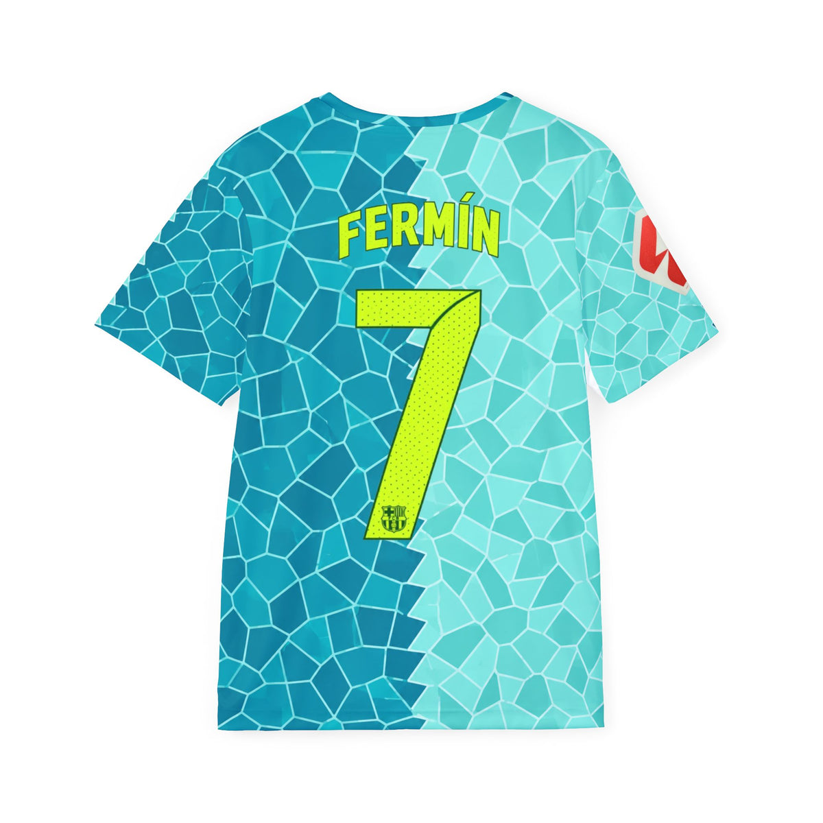 Barcelona-Inspired Mosaic Soccer Jersey — Personalized "Fermín 7"
