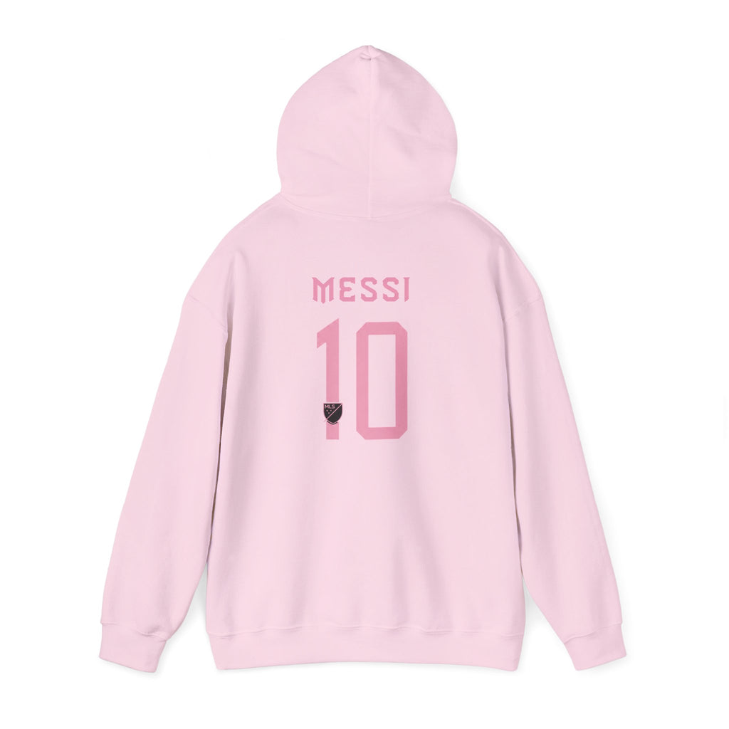Black Soccer Jersey Hoodie with Pink Number 10 Back Print