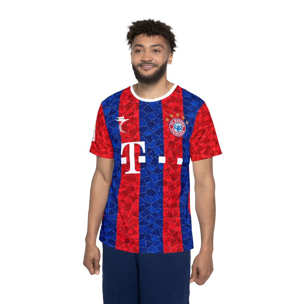 Lewandowski #9 Striped Soccer Jersey — Red & Blue Fan Shirt