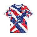 Men's Custom Soccer Jersey — Red White & Blue Geometric #23 (Hjulmand)