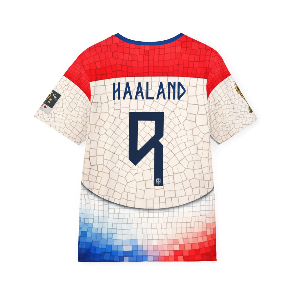 Vibrant Norwegian Fjord Sports Jersey — Viking Ship & Coastal Village All-Over Print