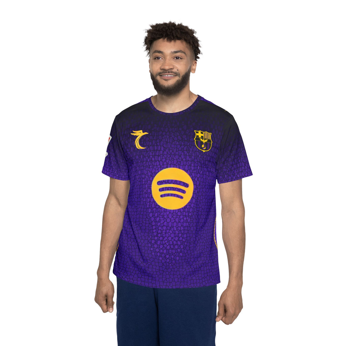 Purple Custom Soccer Jersey — Barcelona #12 All-Over Print