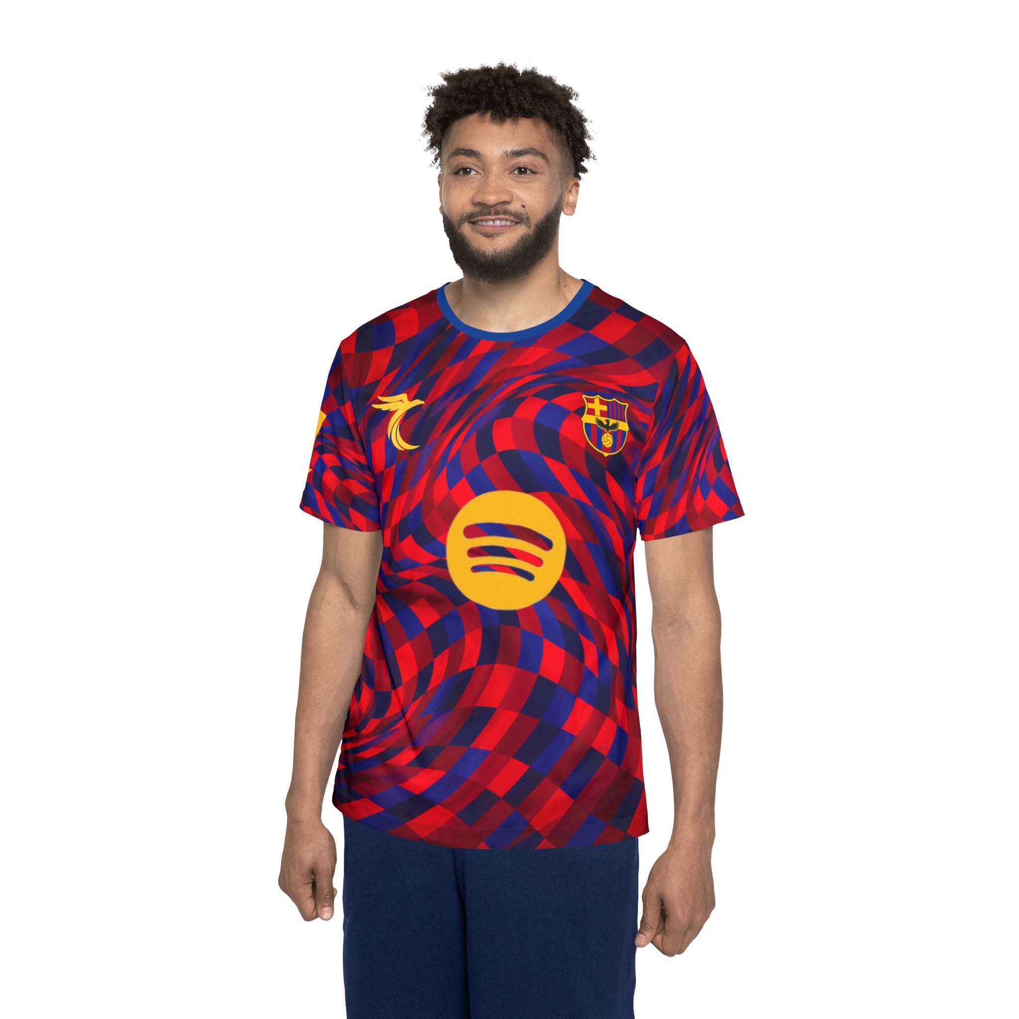 Mosaic Barcelona Soccer Jersey — Men's Athletic Team Shirt with Crest and Sponsor Logo