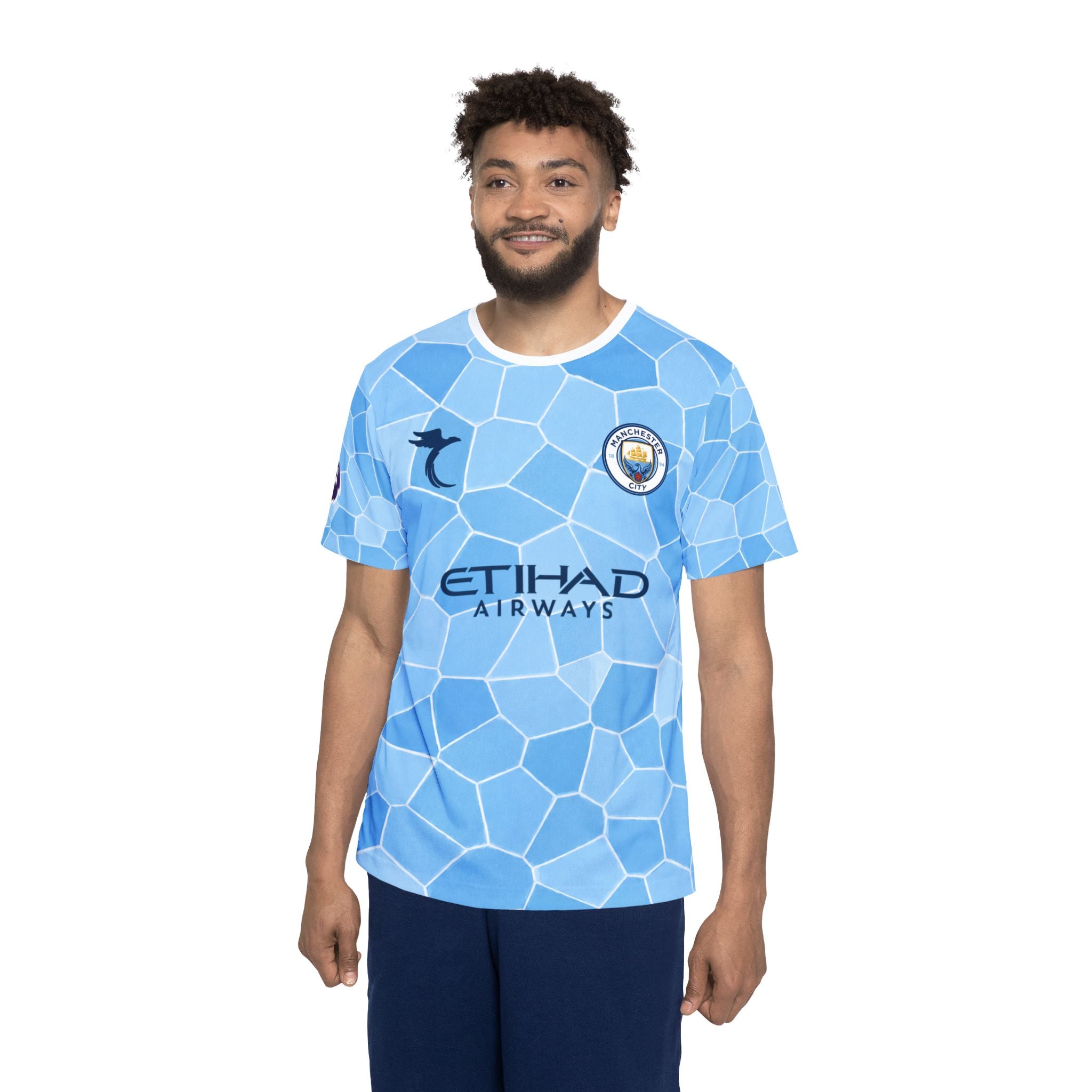 Erling Haaland Soccer Jersey — Light Blue Mosaic Football Shirt (Etihad Style)