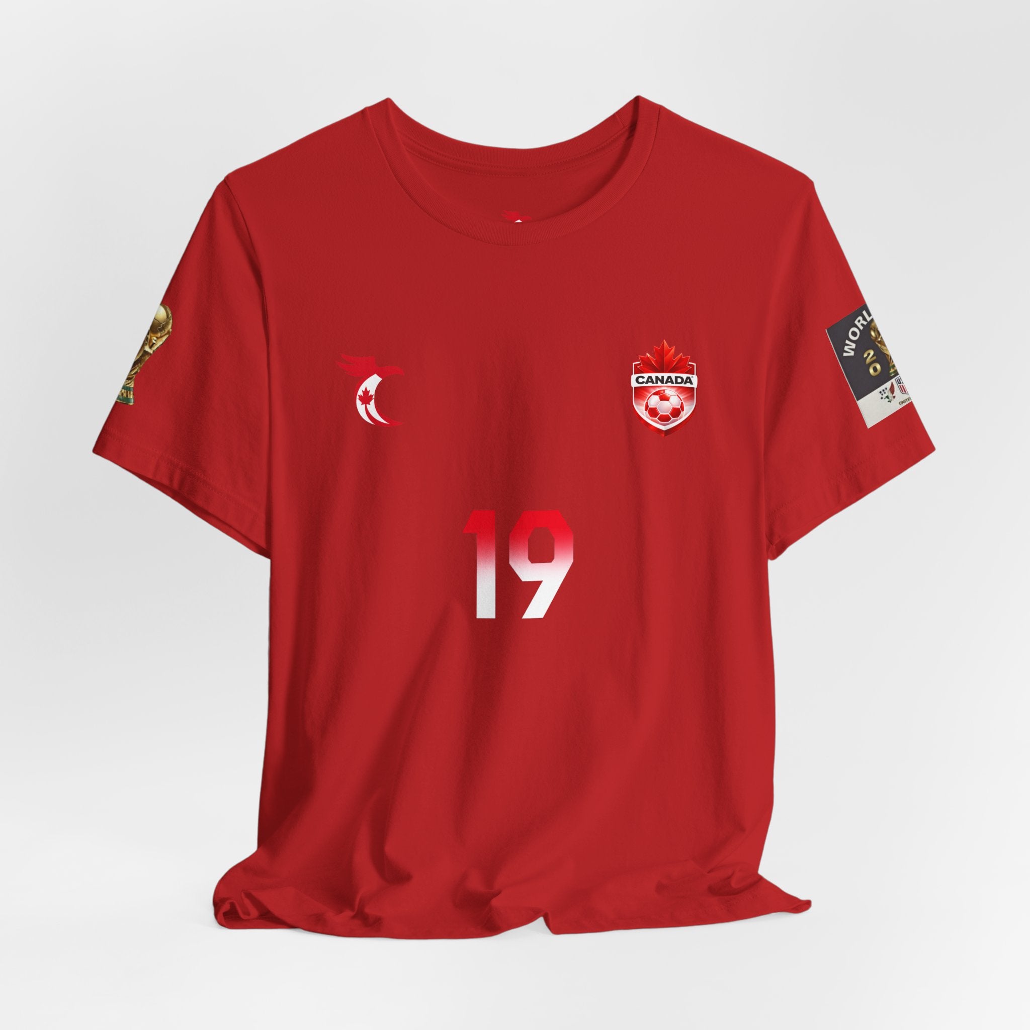 Canada World Cup Davis T‑Shirt — Small Maple Leaf Canada Pride Tee