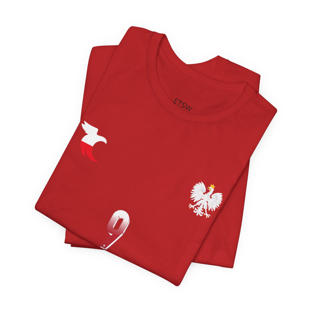 Lewandowski 9 Soccer Jersey Tee | Poland Football Shirt