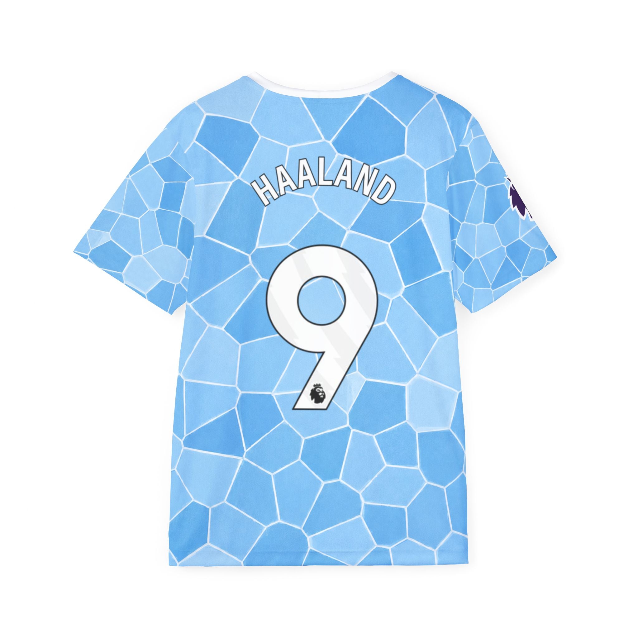 Erling Haaland Soccer Jersey — Light Blue Mosaic Football Shirt (Etihad Style)