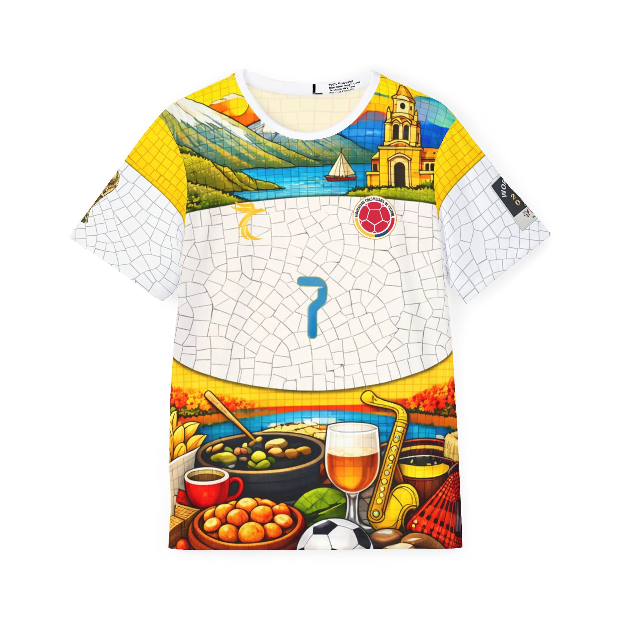 Mosaic Soccer Festival Jersey — Colorful Mediterranean Game Day Tee