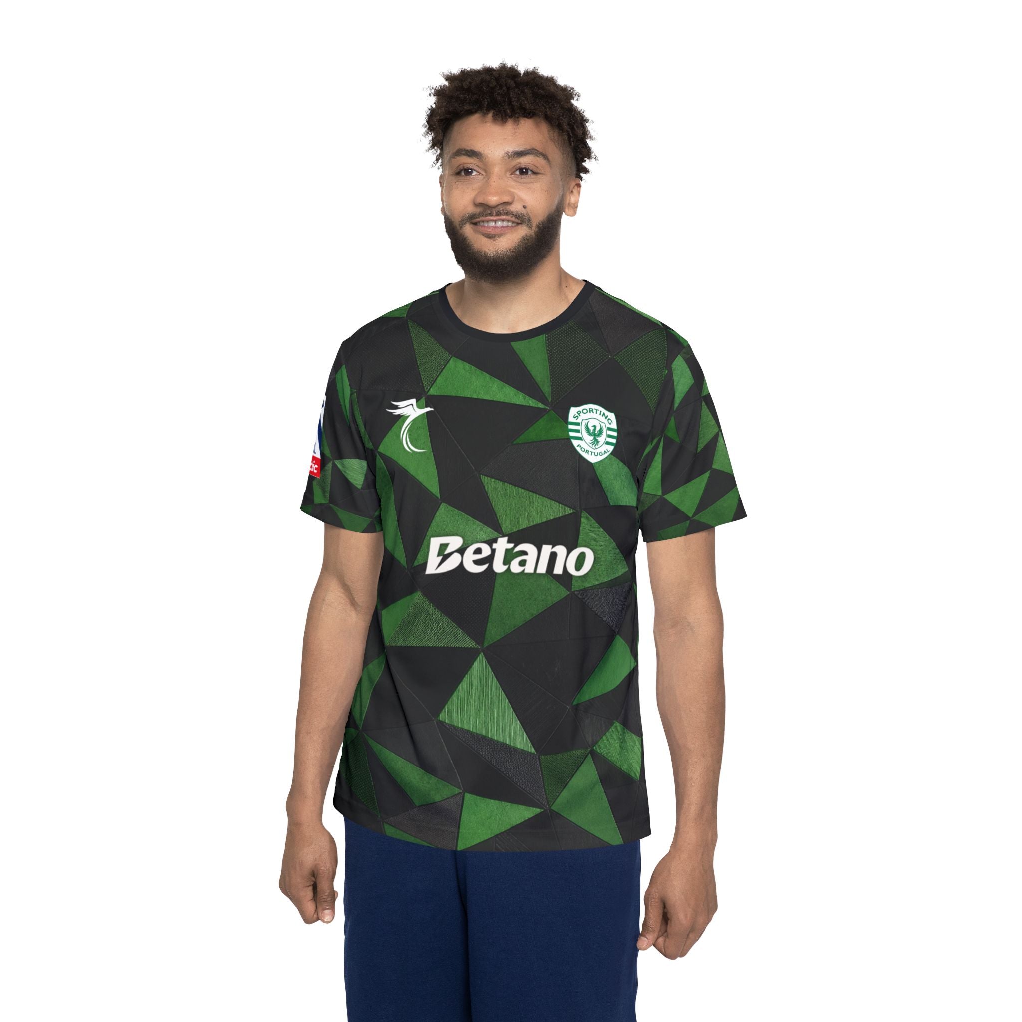Men's Green Geometric Soccer Jersey — 'Trincão 17' AOP Fan Shirt